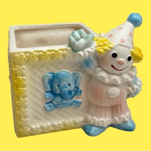 Vintage Baby Nursery Planter Clown Lion Elephant Seal Giraffe MCM 1950s Napco - Picture 1 of 12